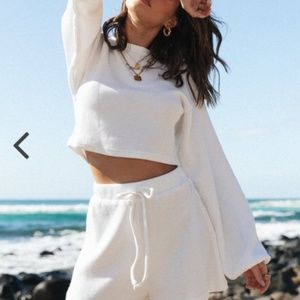 White Knit Lounge Shorts